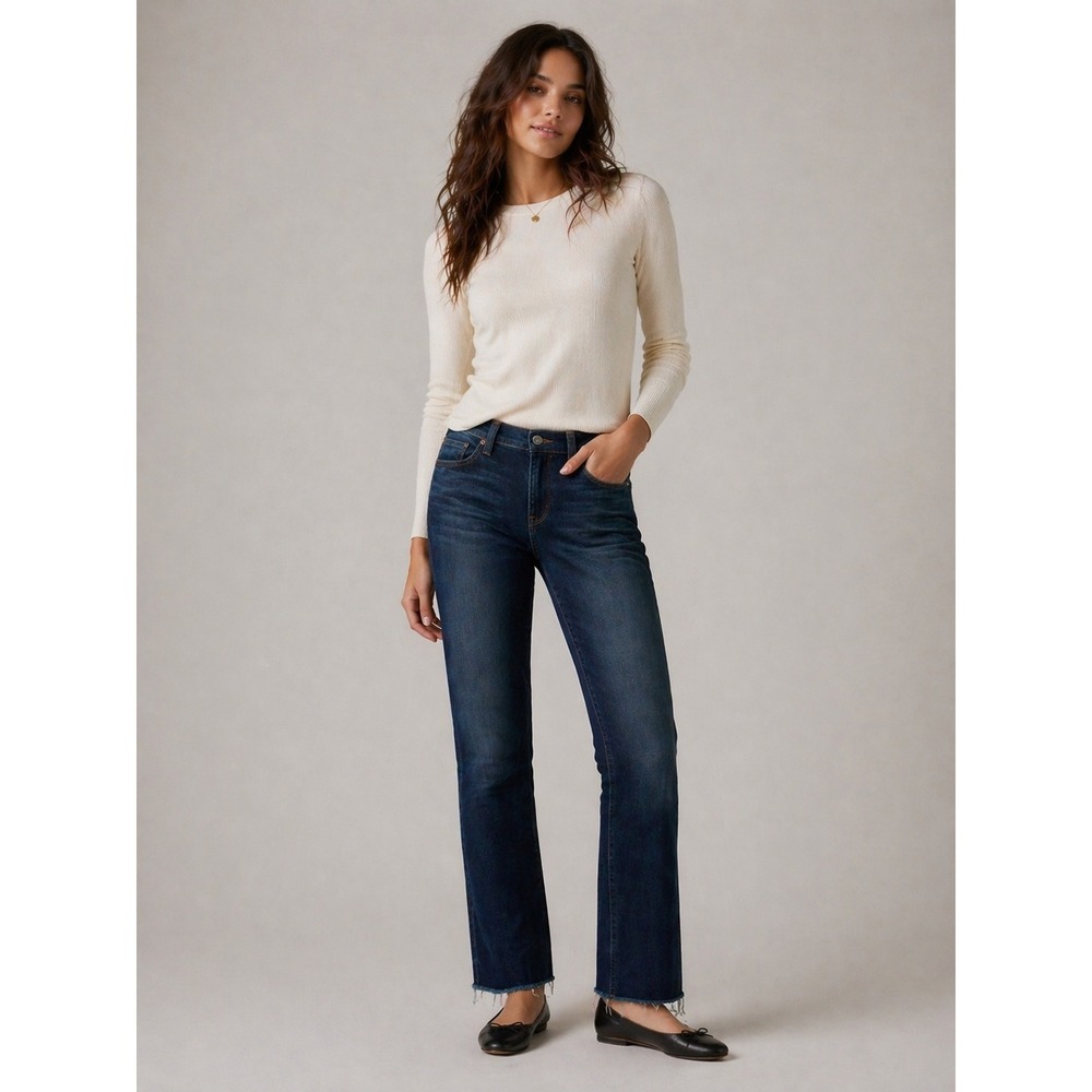 J.Crew Jeans Women 26 Blue Reid Raw Hem Straight Leg Dark Wash B0747